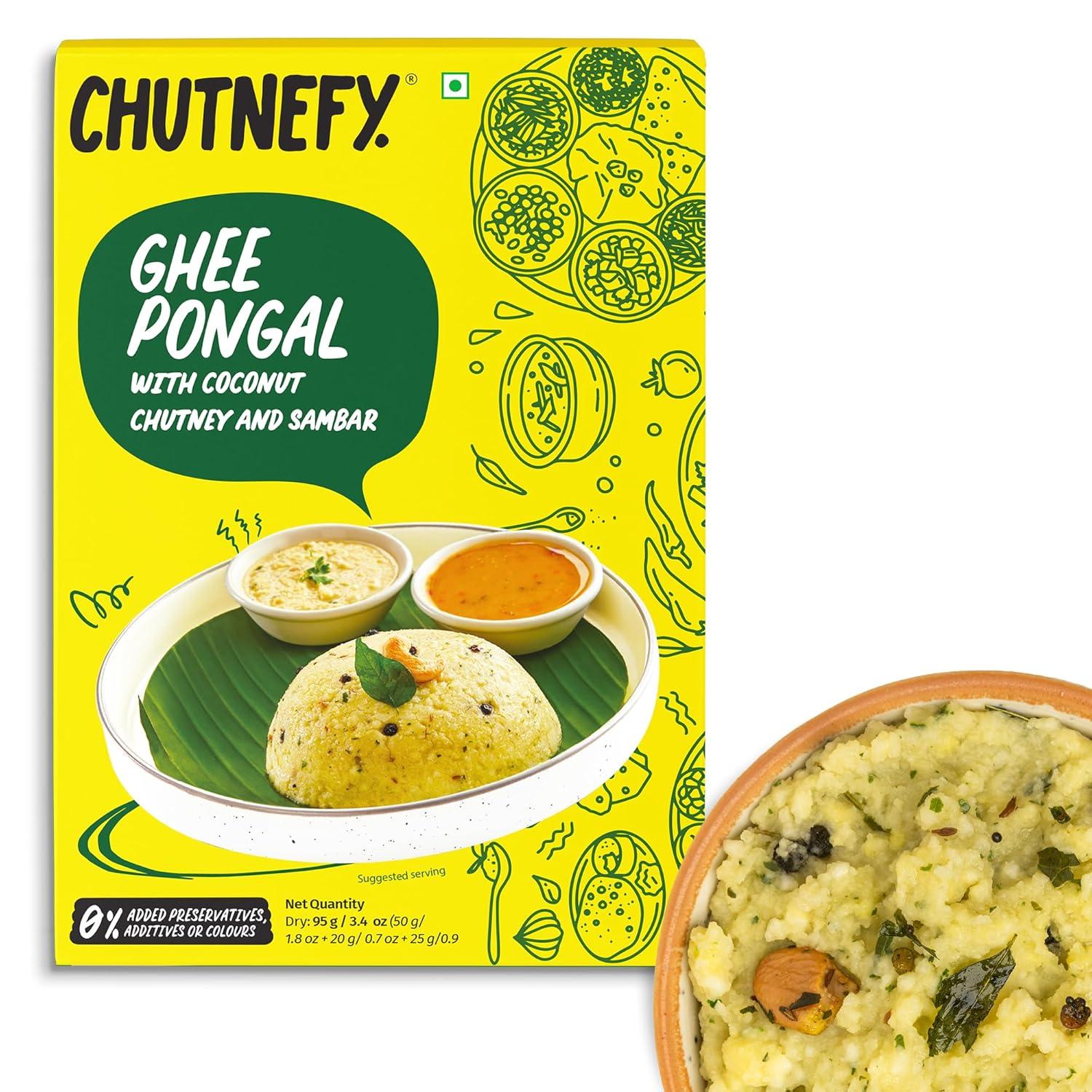 Ghee (Ven) Pongal (With Coconut Chutney & Sambar) Meal Pack
